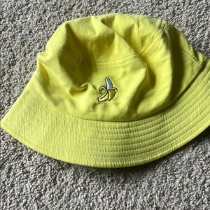 Yellow Bucket Hat with Banana Embroidery